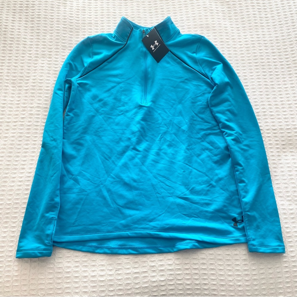 Under Armour girls long sleeve 1/4 zip aqua size Large NWT